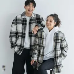 新品未使用　coca ウォッシャブル ヘビーネルチェック裏ボアブルゾン L