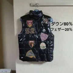 ブラックダウンベスト M刺繍 パッチ付き