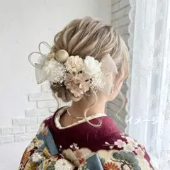 髪飾り【6505】ドライフラワー　結婚式　成人式　卒業式　七五三　前撮　振袖　袴