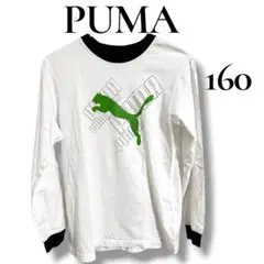 PUMA プーマ 長袖Tシャツ ロンT 160 ホワイト×ブラック スポーティ