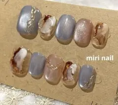 ネイルチップ　413 ベリーショート　ラウンド　ニュアンス　マグネット　ミラー