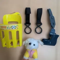 のみものホルダー　カップ入れ黄色　引っ掛け　フック　ぬいぐるみ　犬