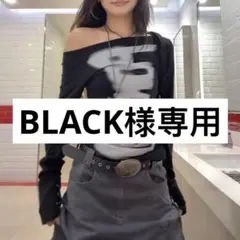 Y2K 平成ギャル　オフショルダー ブラック 長袖Tシャツ グラフィックプリント