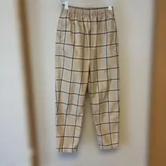 チェック柄ロングパンツ ベージュ系GUサイズ150