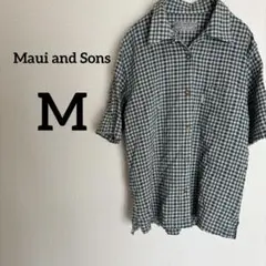 美品✨Maui and Sons 半袖チェックシャツ ネイビー系Mサイズ