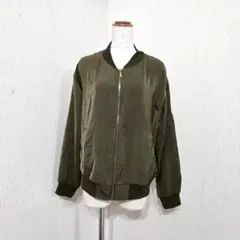 MA-1風ブルゾン ジップジャケット カーキ（LL）ゆったりアウター 大きめ