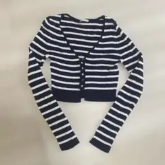 GU ボーダー柄 カーディガン Mサイズ　ネイビー