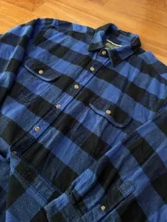 90s Field & Stream チェック柄ネルシャツ XL-TALL 青