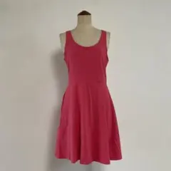 ピンク ノースリーブ フレアワンピース