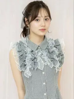 新品未使用。ウィルセレクション　チュールフリルワンピース　編み上げチェック