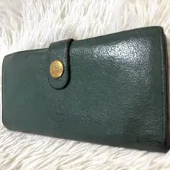 【良品✨】イルビゾンテ がま口 長財布 二つ折り フラップ 金ボタン グリーン