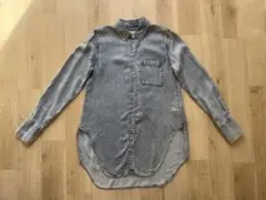 デニムブルー ボタンアップシャツ 長袖　M