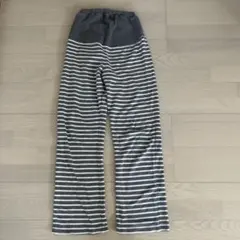 マタニティパンツ M ボーダー グレー ウエストゴム 産前産後　ルームウェア　M