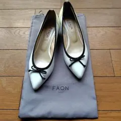 FAON ファオン ウェッジパンプス ホワイト 専用袋付き 中古