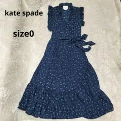 美品✨ケイトスペード カシュクールシフォンワンピース 小花柄 リボン 紺 ４L 美品✨ケイトスペード カシュクールシフォンワンピース 小花柄 リボン
