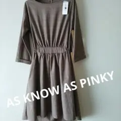 AS KNOW AS PINKY ブラウンチェック柄長袖ワンピース