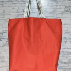 特大エコトートバックオレンジ色ハンドメイド