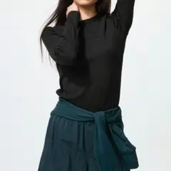 ソフトリブクルーネックT ブラック XXLサイズ