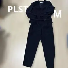 PLST】美品 セットアップ ブラック ノーカラー パンツ M レディース