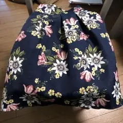 花柄フレアスカート ネイビー 韓国製