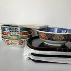 未使用　多様鉢　5客　盆.箸付き