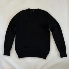 ユニクロ　カシミヤ100% Vネック　セーター　Lサイズ　ブラック