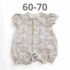 【60-70 水通しのみ】バースデイ 半袖花柄ロンパース オーガニックコットンのサムネイル