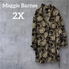 希少✨ Maggie Barnes 【2X】長袖 羽織り 葉柄