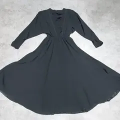 レトロワンピース ロングワンピース レトロ ロング丈 黒 ブラック M