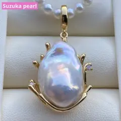 本真珠　淡水バロックパールネックレストップ　22.8mmオーロラPT995