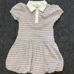 KUMIKYOKU 組曲　半袖ポロワンピース Mサイズ ストライプ110〜120
