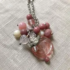 天然石チャーム☆ストラップ☆ピンク☆天使