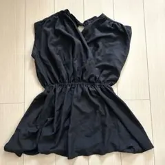 w closet vネックノースリーブ チュニック バックリボン　ブラックのサムネイル