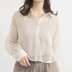 earth music&ecology メッシュストライプショートシャツ