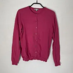 ユニクロ UVカットクルーネックカーディガン（長袖） ピンク サイズL コットン
