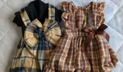 犬服 2点セット フリル・リボン付き