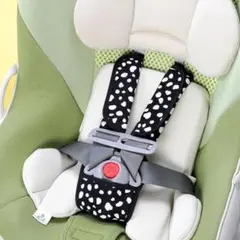 【2点セット】チャイルドシート ベルト 股ベルトカバー ダルメシアンブラック