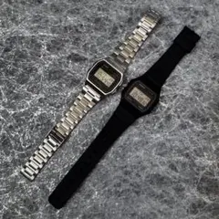 カシオ CASIO デジタル腕時計 2本セット 稼働品 シルバー ブラック