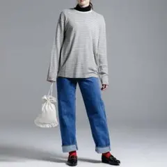 LENO リノ　ロングスリーブボーダーニットソー