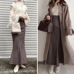 【新品タグ付き】GRL ハイウエストマーメイドツイルスカート ブラウン