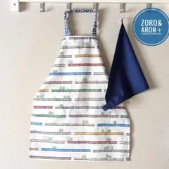 キッズエプロン三角巾セット◇カラフル電車