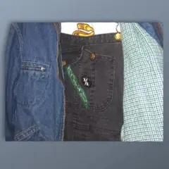 ▪️70s KEY ビンテージ ダック地 オーバーオール フェード 黒 金 小さ目