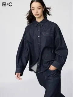 UNIQLO：C デニムリラックスシャツジャケット XL ネイビー