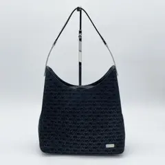 銀座かねまつ　ワンショルダー　編み込み　黒　ブラック　シルバー金具
