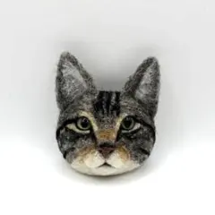 羊毛フェルト キジトラ　猫　ブローチ　キーホルダー　マグネット