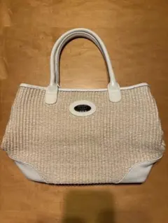 【春夏に活躍】FURLA フルラ ストロー×レザー トートバッグ イタリア製のサムネイル