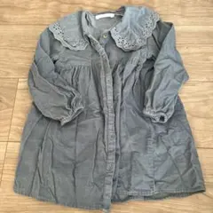 ブルーグレー コーデュロイ ワンピース 2-3歳