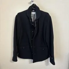 黒 ボタン付きジャケット メンズ