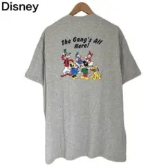 ディズニー　ミッキー&フレンズ　アメリカ　Tシャツ　プリント　半袖　グレー　S