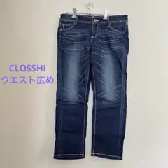 CLOSSHI デニム ストレッチ 冷感 9分丈 ネイビー 色褪せ加工 ジーンズのサムネイル